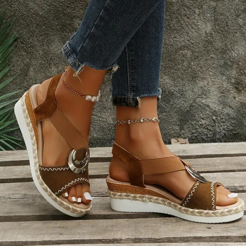Valenzora | Espadrille-Sandalen, Plateau, Elastikband, Keilabsatz, Sommerschuhe
