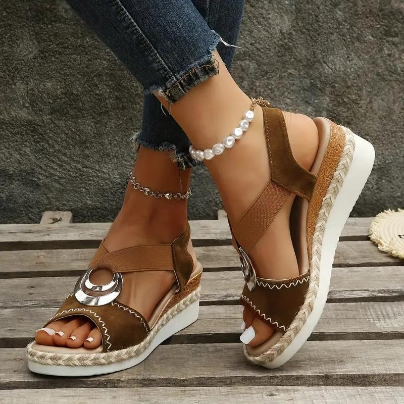 Valenzora | Espadrille-Sandalen, Plateau, Elastikband, Keilabsatz, Sommerschuhe
