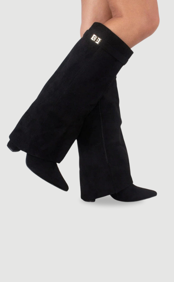 Valenzora | Elegant women's boots made of high-quality suede with golden accents