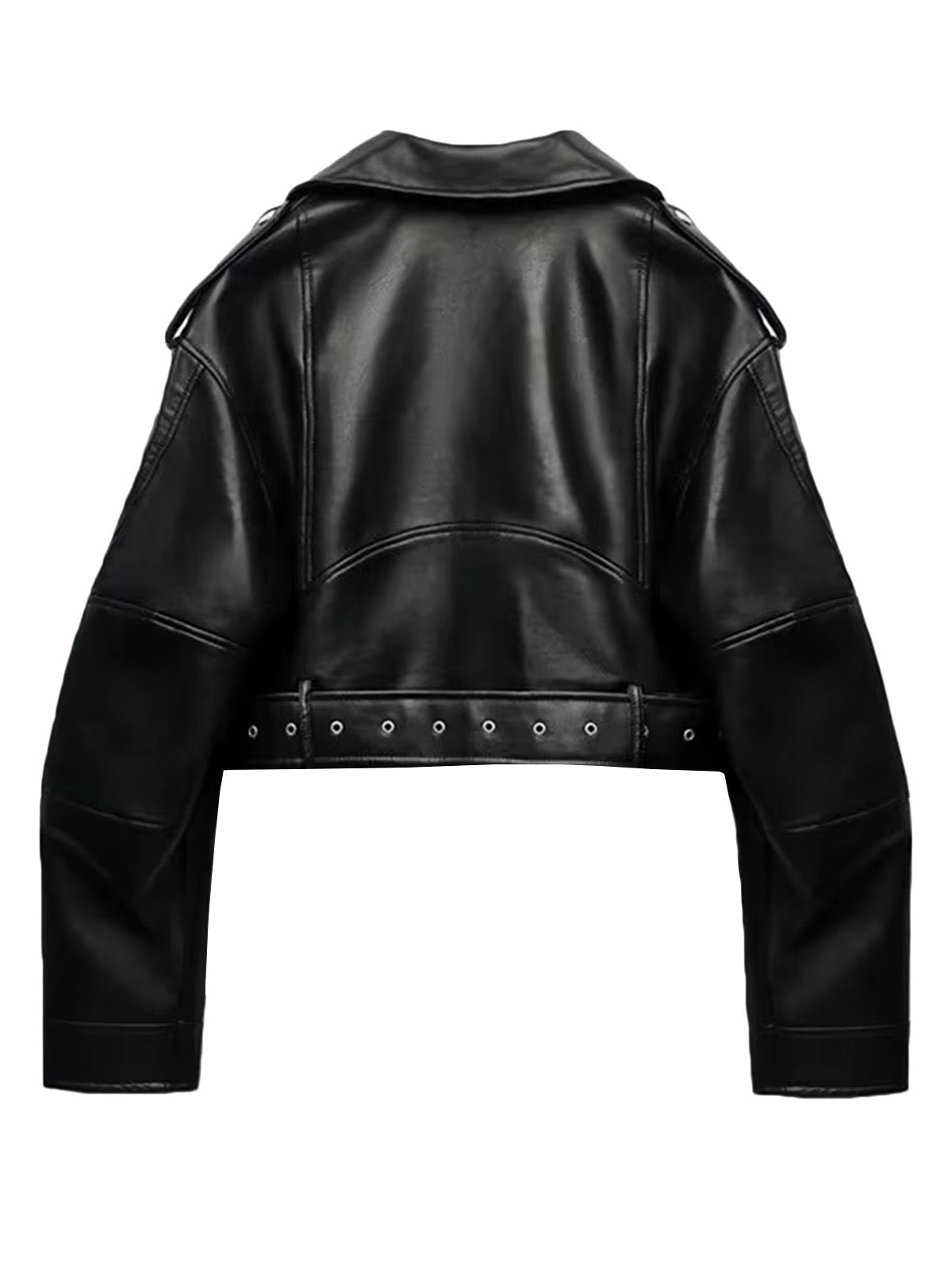 Valenzora | Kurze Bikerjacke aus Kunstleder mit Gürtel