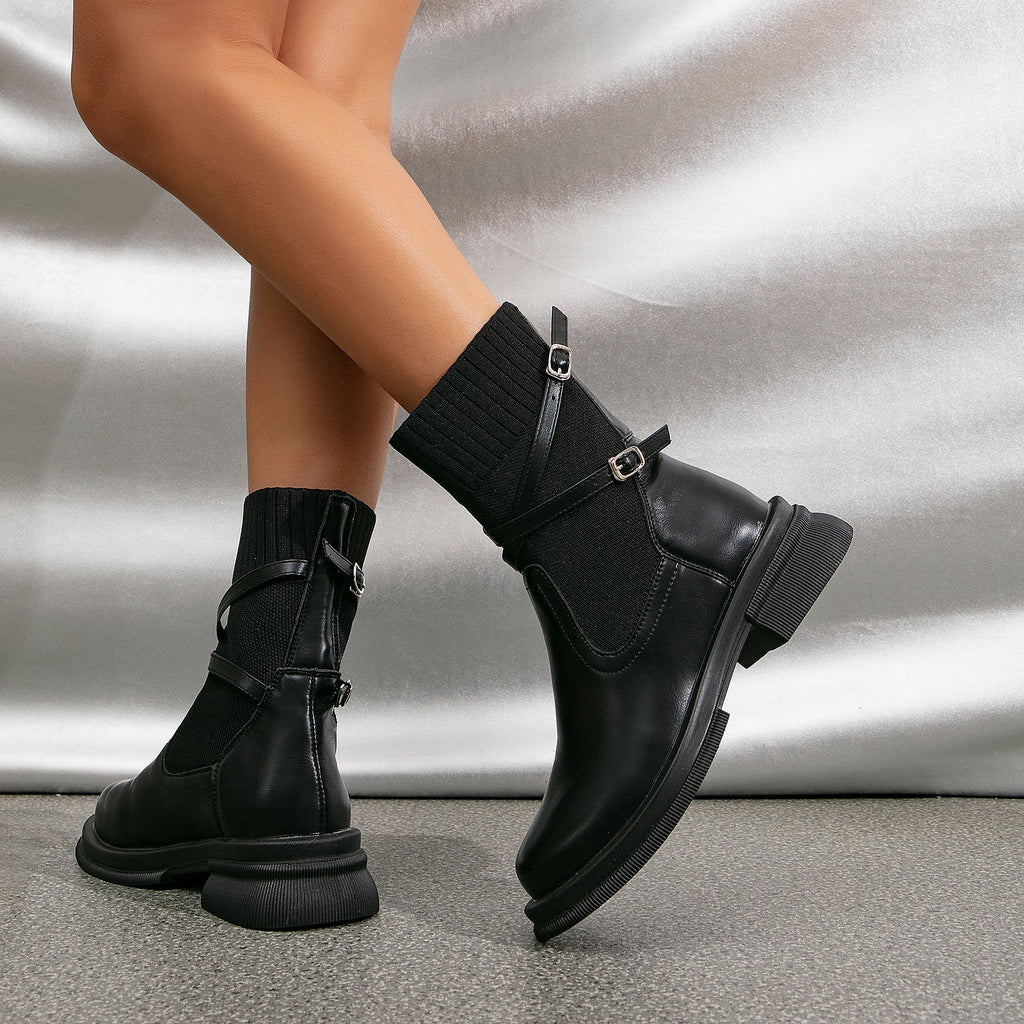 Valenzora | Elegante braune Stiefeletten mit Wickelriemen