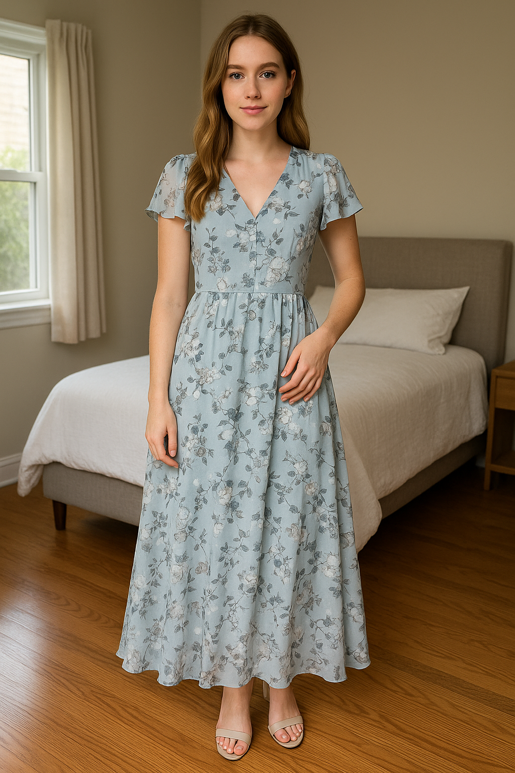Floral maxi dress with V-neck