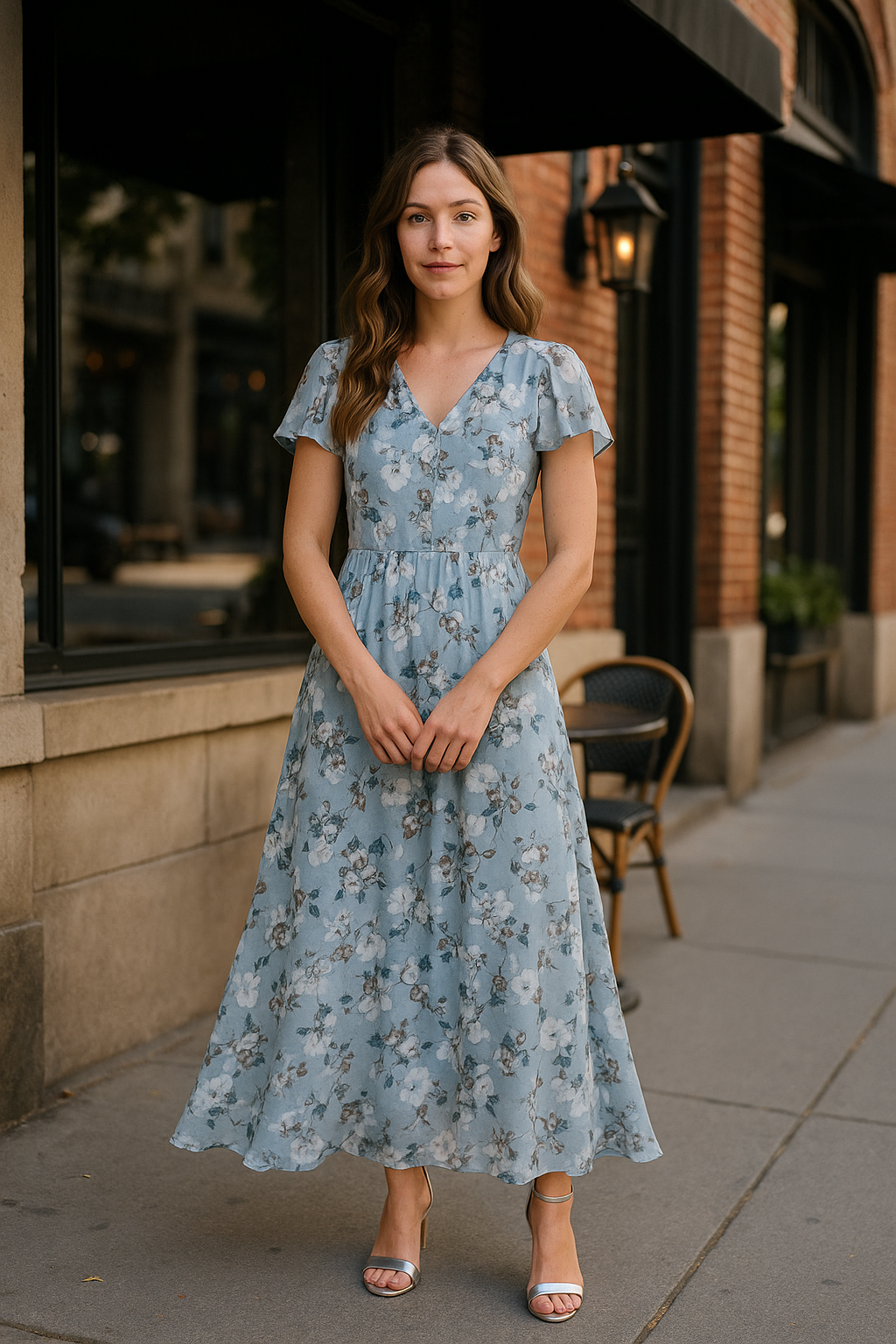 Floral maxi dress with V-neck