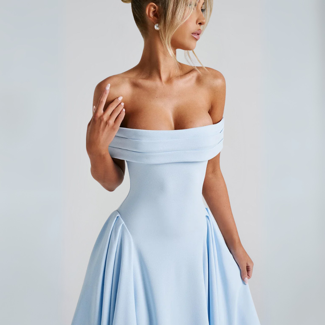 Valenzora | Elegantes blaues Midikleid