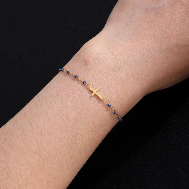 Valenzora | Goldfarbenes Kreuz-Armband