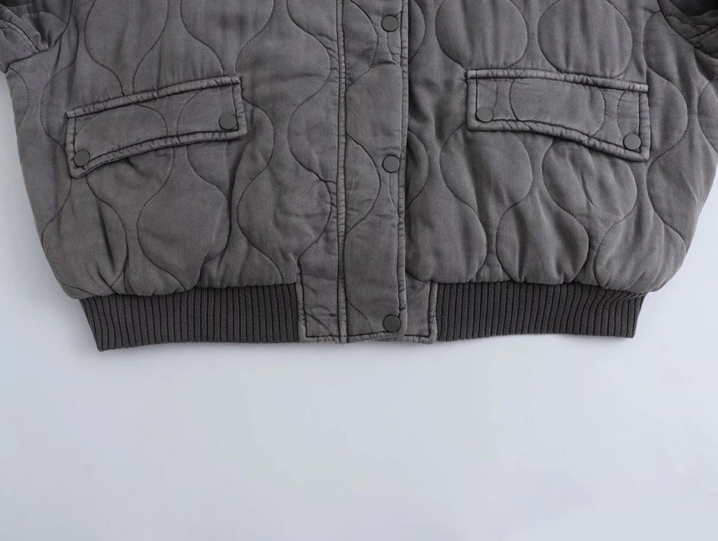 Valenzora | Loose Grey Bomber Jacket for Women