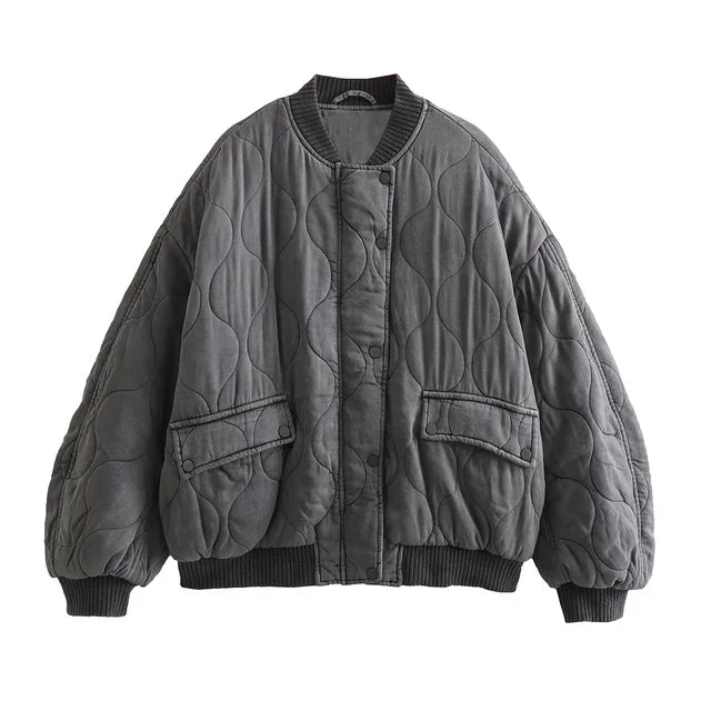 Valenzora | Loose Grey Bomber Jacket for Women