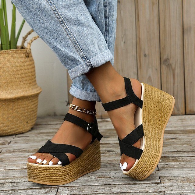 Valenzora | Comfortable Trendy Wedge Heel Sandals for Women with High Heels