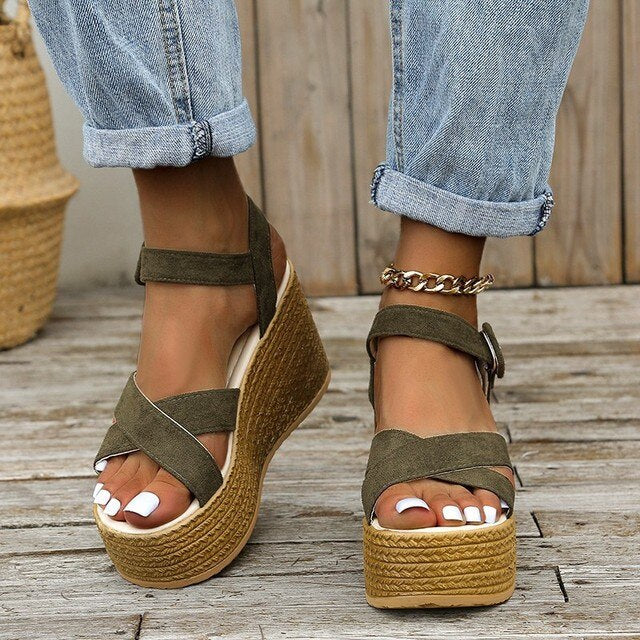 Valenzora | Comfortable Trendy Wedge Heel Sandals for Women with High Heels