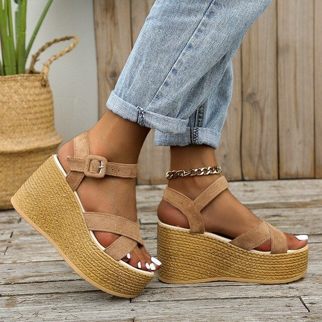 Valenzora | Comfortable Trendy Wedge Heel Sandals for Women with High Heels