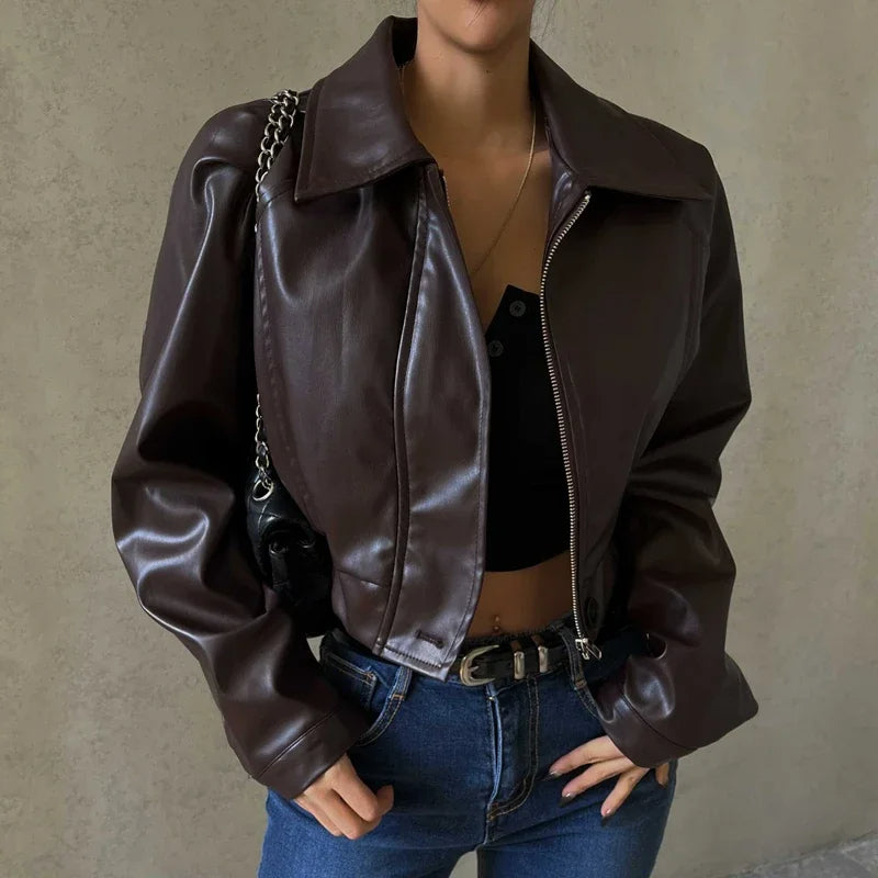 Valenzora – Kurze Damenjacke aus Kunstleder