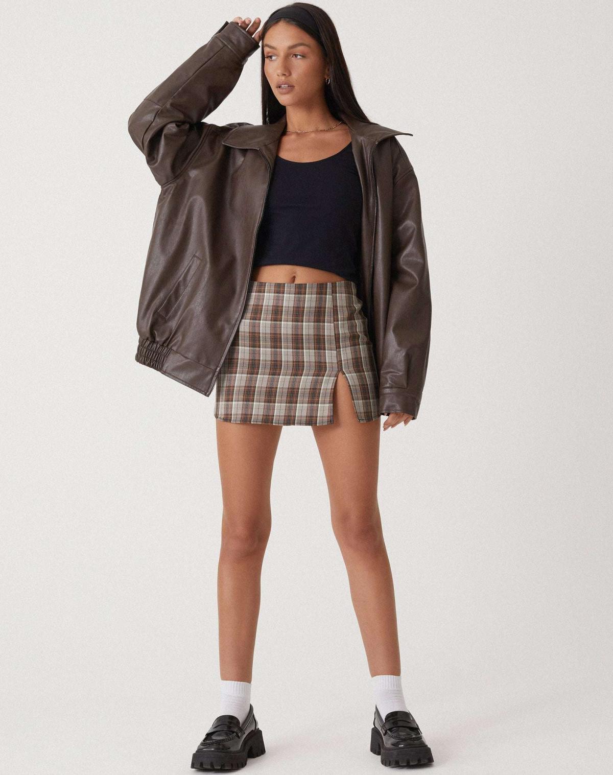 Valenzora | Oversized leather jacket with zipper | Leather bomber jacket | Women's leather jacket