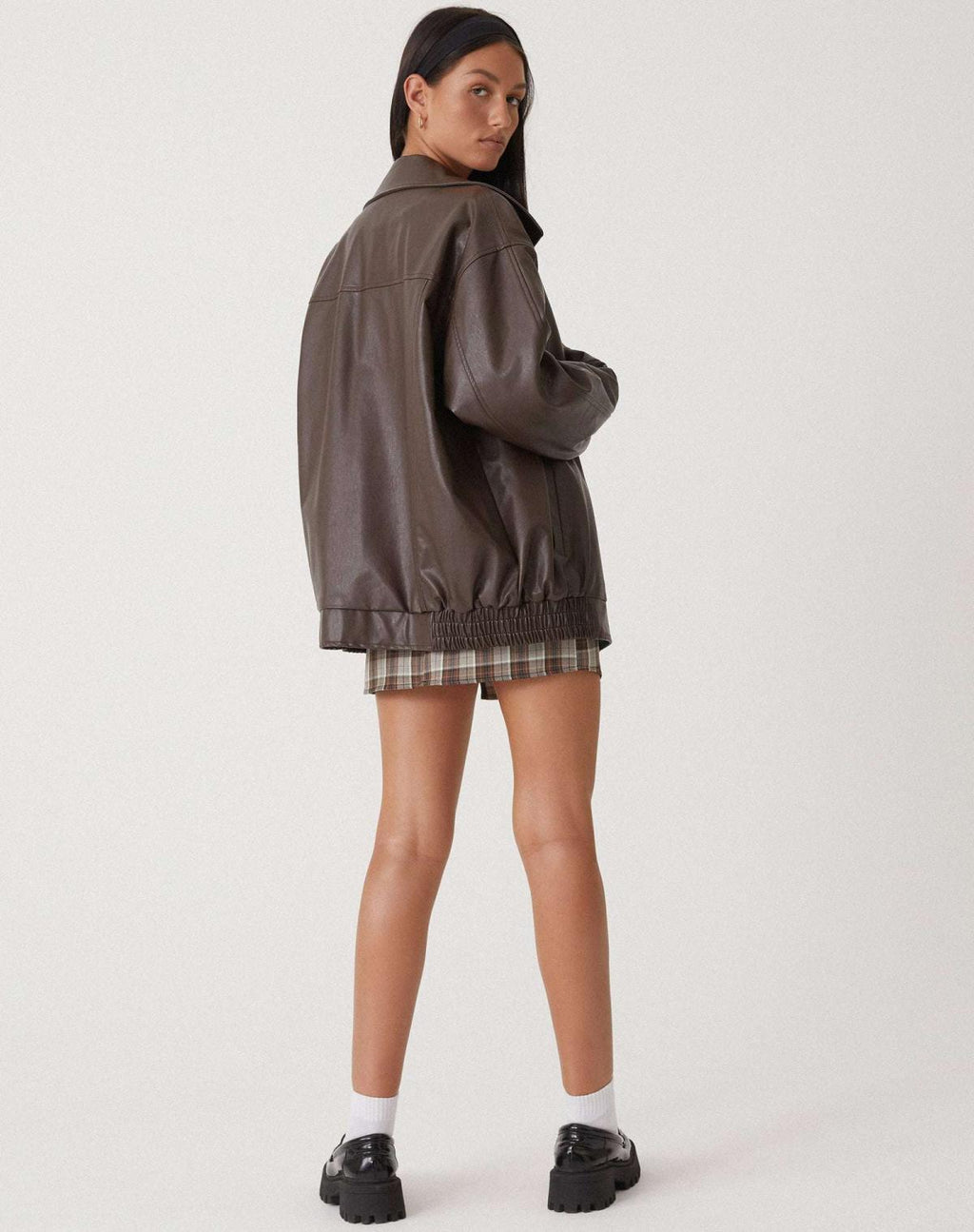 Valenzora | Oversized leather jacket with zipper | Leather bomber jacket | Women's leather jacket