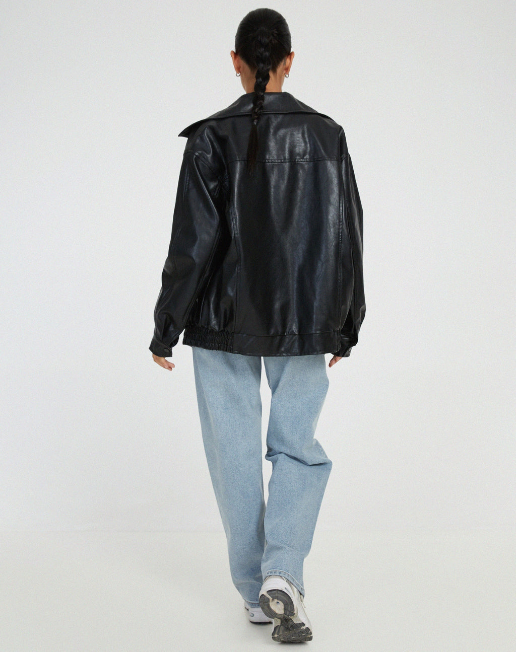 Valenzora | Oversized leather jacket with zipper | Leather bomber jacket | Women's leather jacket