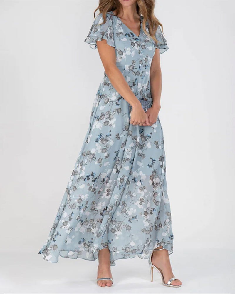 Floral maxi dress with V-neck