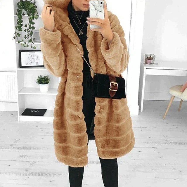 Fluffy faux fur coat