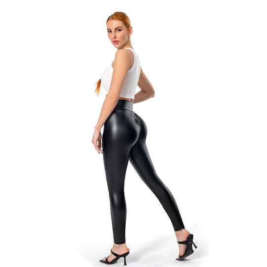 Valenzora | Comfortable and figure-shaping leather leggings with zipper for women