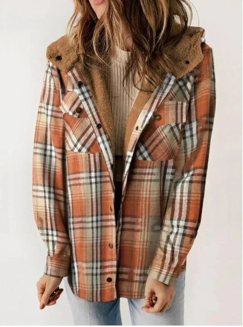 Valenzora | Checkered hooded fleece-lined jacket, women's jacket