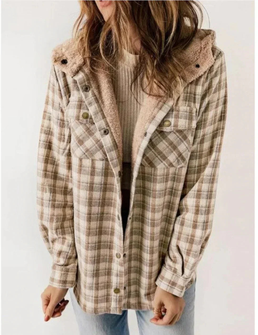 Valenzora | Checkered hooded fleece-lined jacket, women's jacket