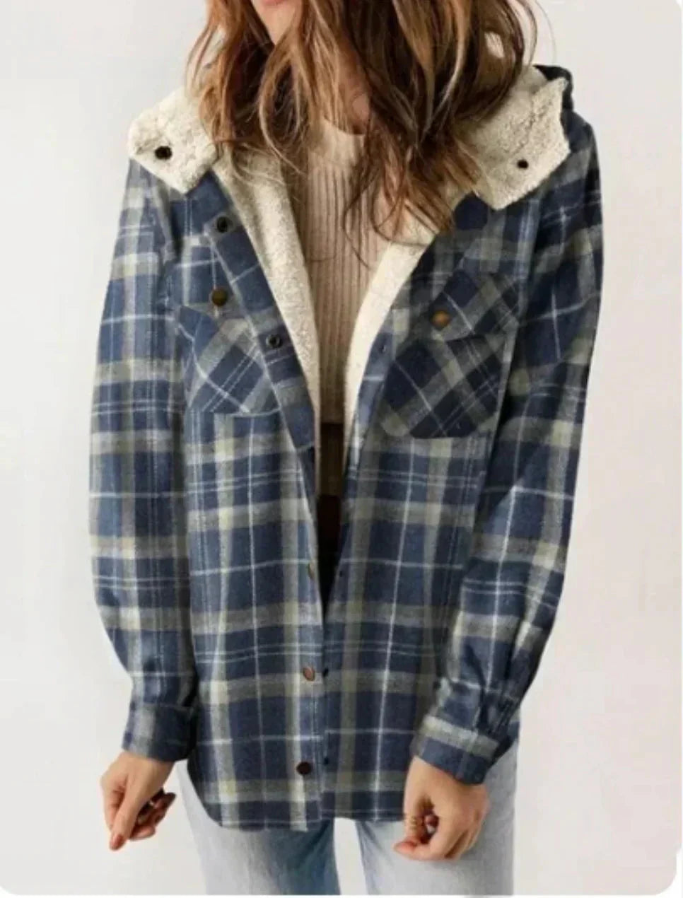 Valenzora | Checkered hooded fleece-lined jacket, women's jacket