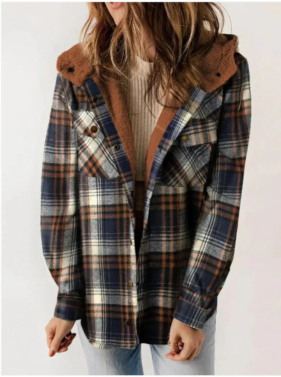 Valenzora | Checkered hooded fleece-lined jacket, women's jacket