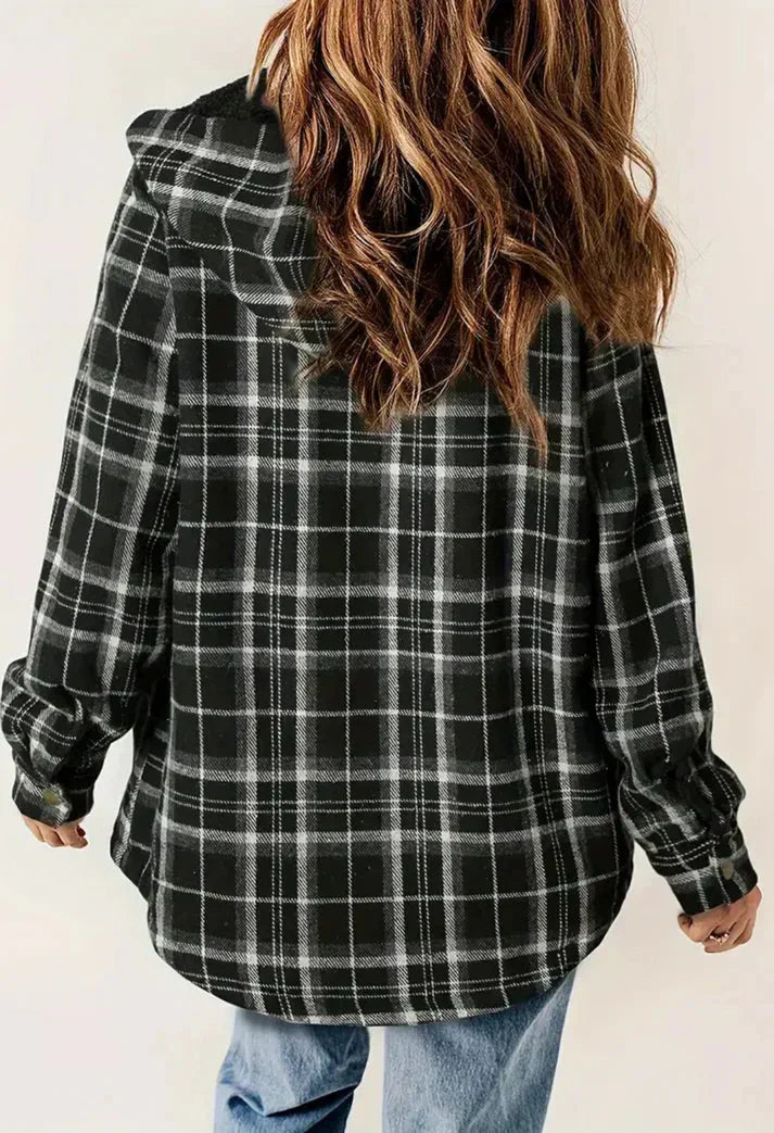 Valenzora | Checkered hooded fleece-lined jacket, women's jacket