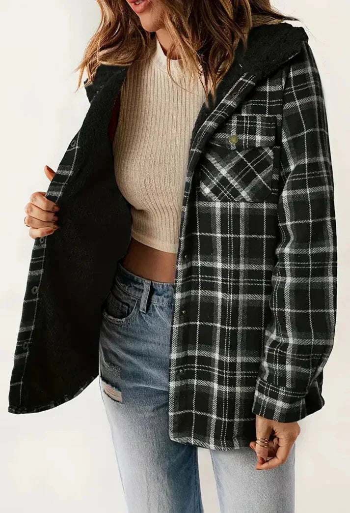 Valenzora | Checkered hooded fleece-lined jacket, women's jacket