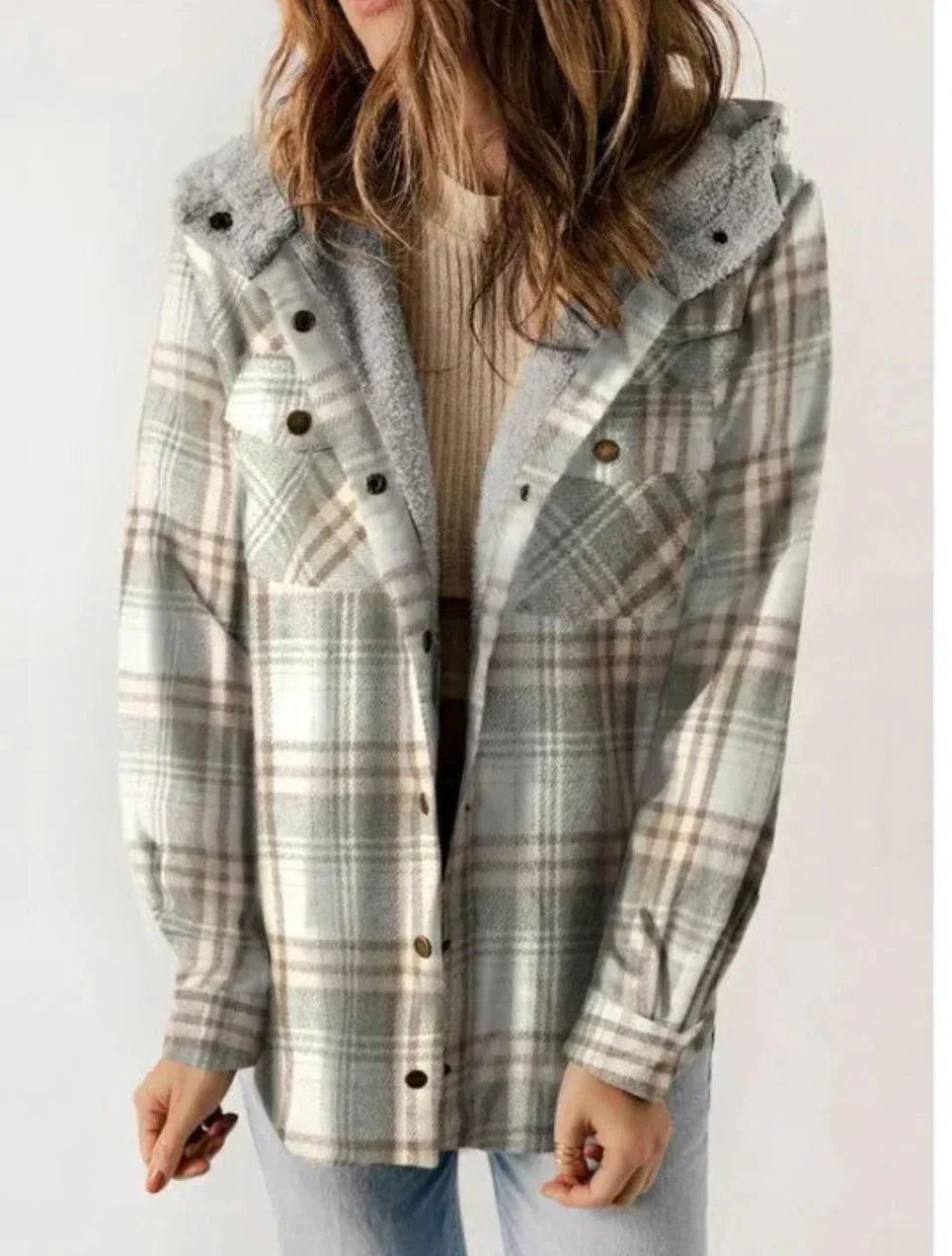 Valenzora | Checkered hooded fleece-lined jacket, women's jacket