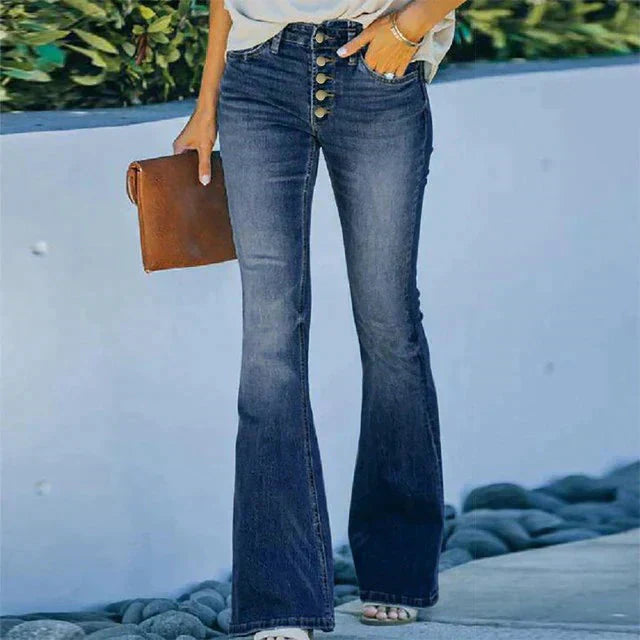Valenzora | Washed jeans, button-up women's jeans, high-waisted jeans