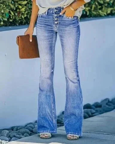 Valenzora | Washed jeans, button-up women's jeans, high-waisted jeans