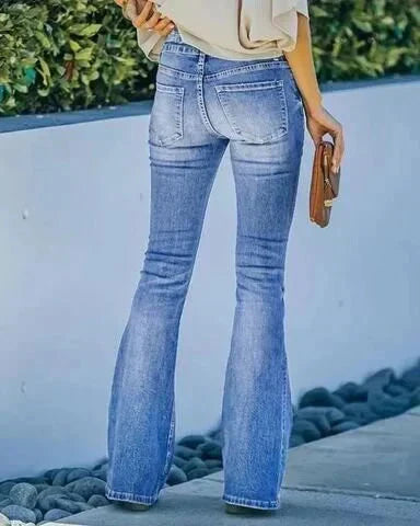Valenzora | Washed jeans, button-up women's jeans, high-waisted jeans