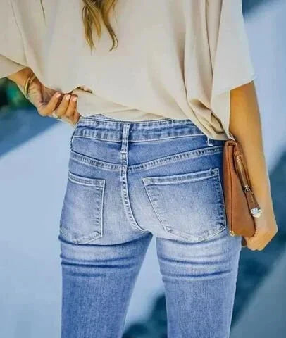 Valenzora | Washed jeans, button-up women's jeans, high-waisted jeans