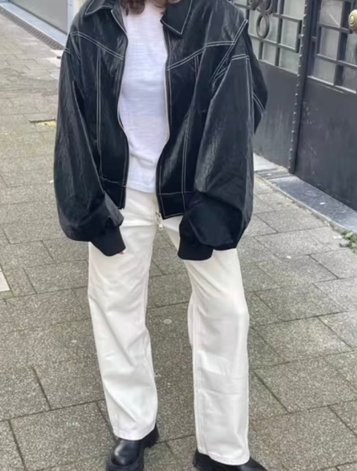 Valenzora | Vintage-style leather bomber jacket