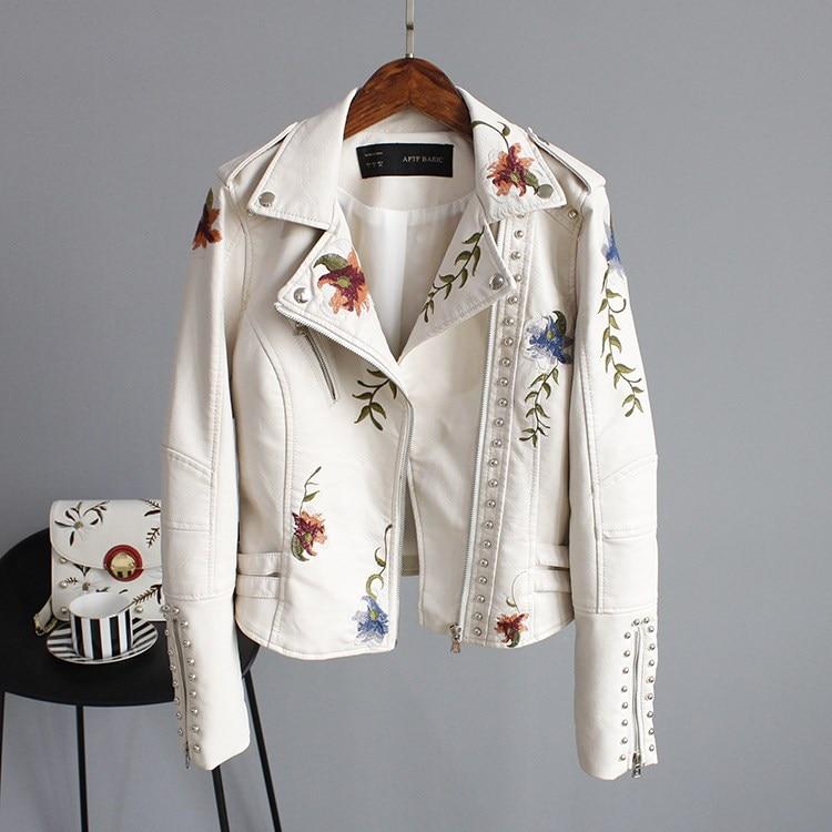 Valenzora | Leather jacket with embroidery