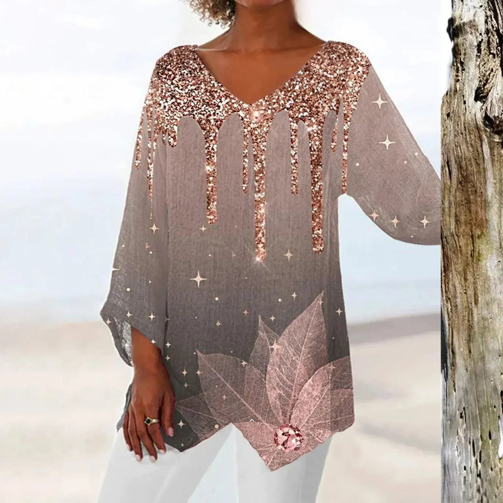Valenzora | Vintage top with V-neck and elegant fit