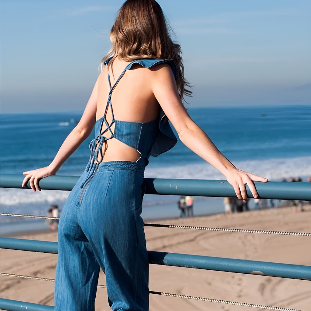 Valenzora | Jeans-Jumpsuit mit Rüschen