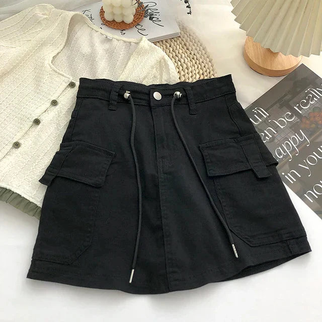 Women's high-waisted A-line mini skirt
