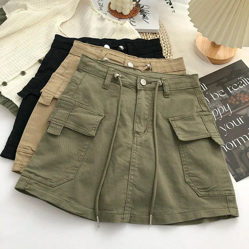 Women's high-waisted A-line mini skirt