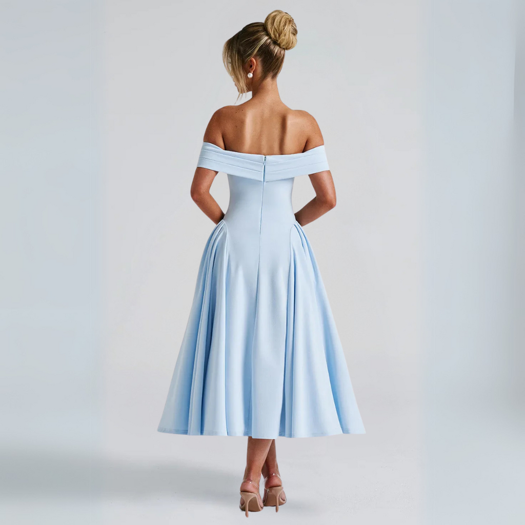 Valenzora | Elegantes blaues Midikleid