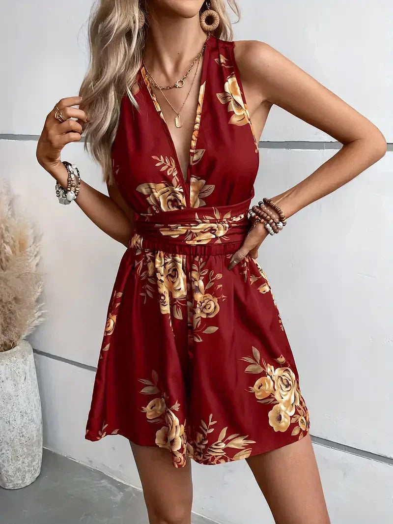 Valenzora | Playsuit, V-neck, backless, party jumpsuit, summer jumpsuit