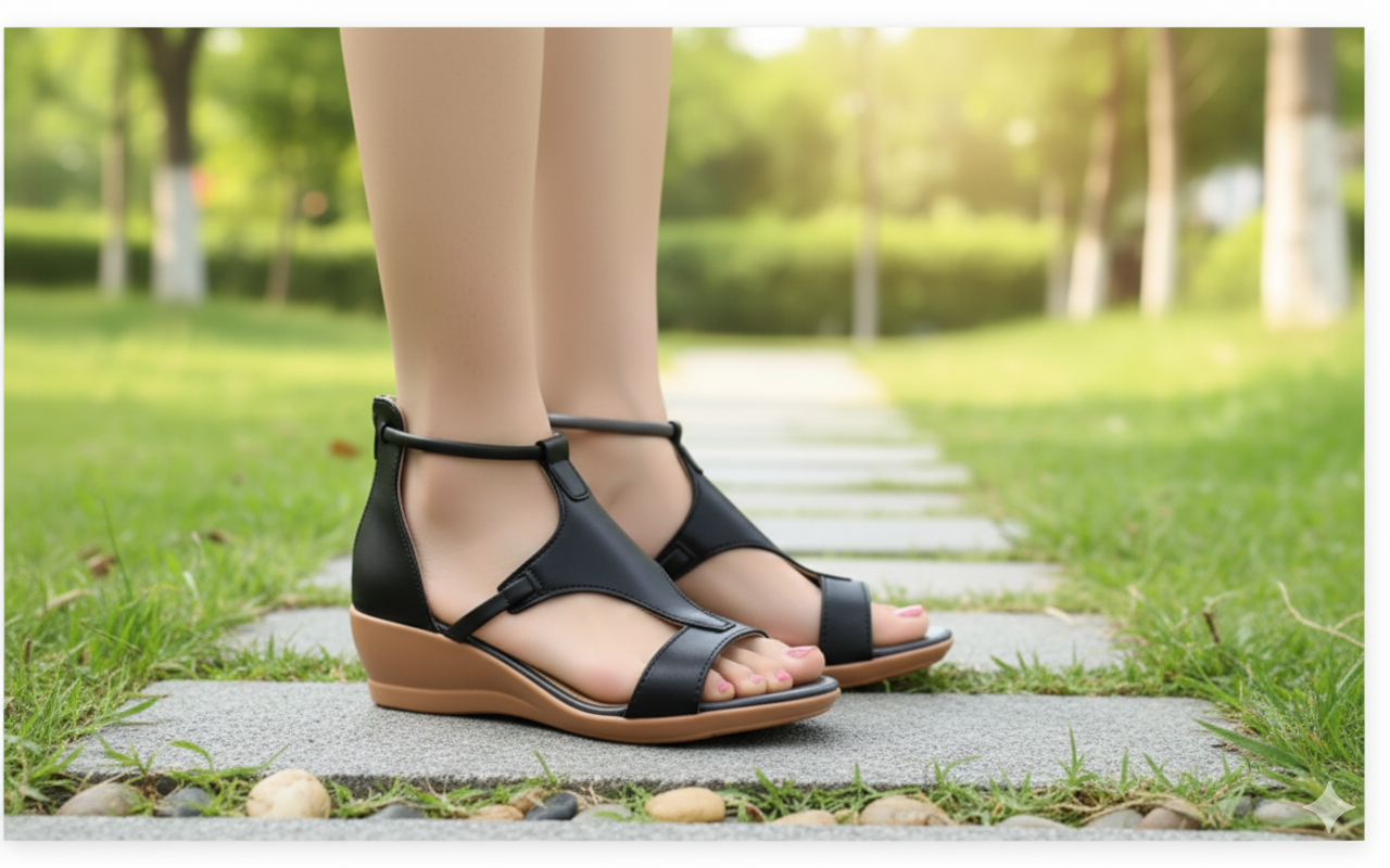 Valenzora - Comfortable orthopedic wedge sandals for women | Casual leather wedge sandals with arch support