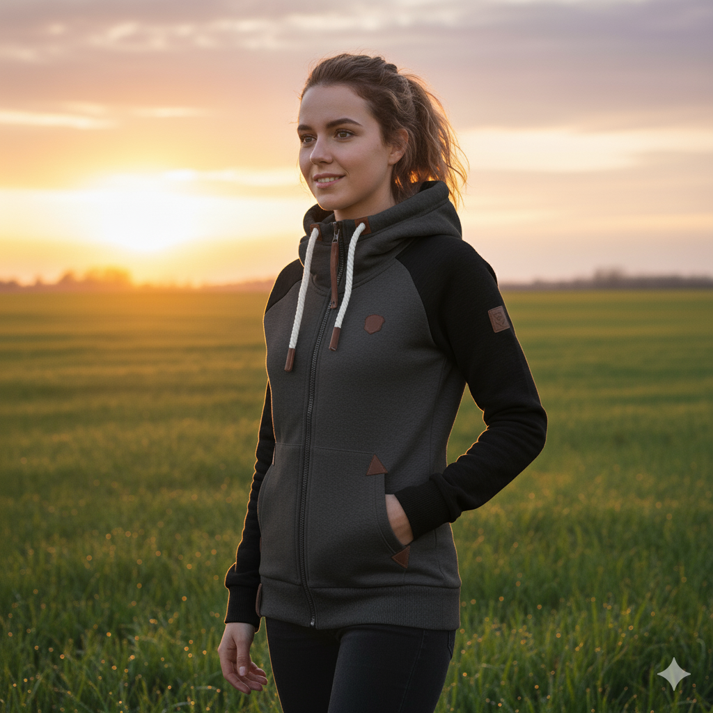 Valenzora | Lässiges Sweatshirt mit halbem Reißverschluss