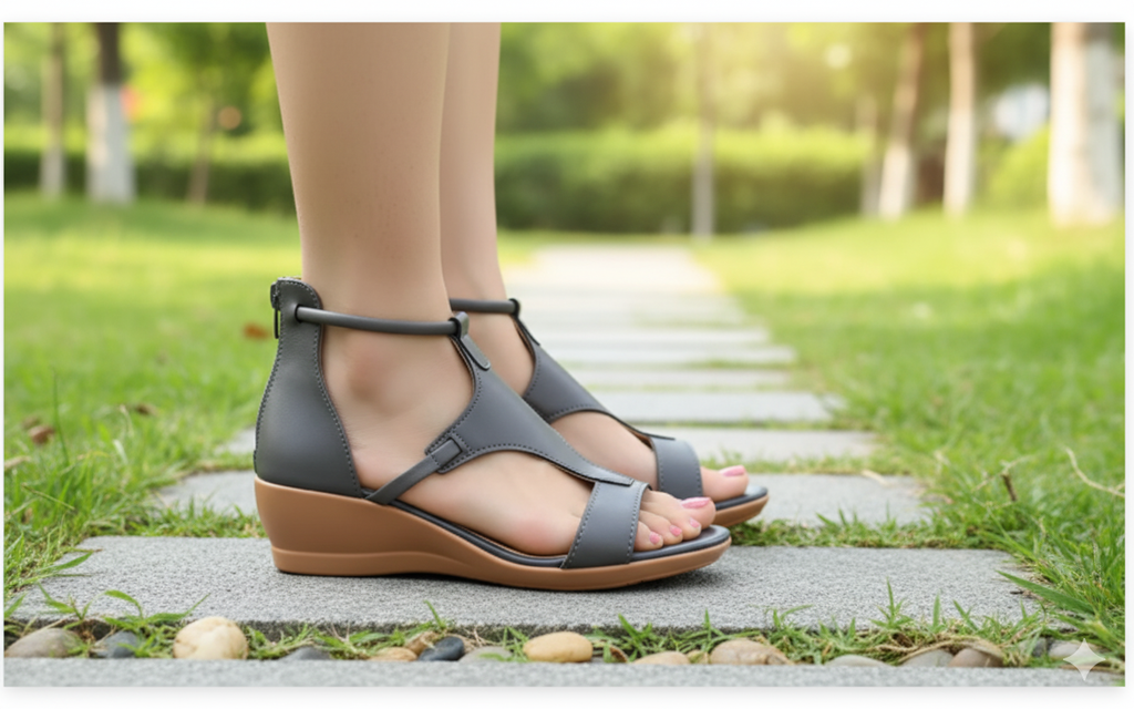 Valenzora - Comfortable orthopedic wedge sandals for women | Casual leather wedge sandals with arch support
