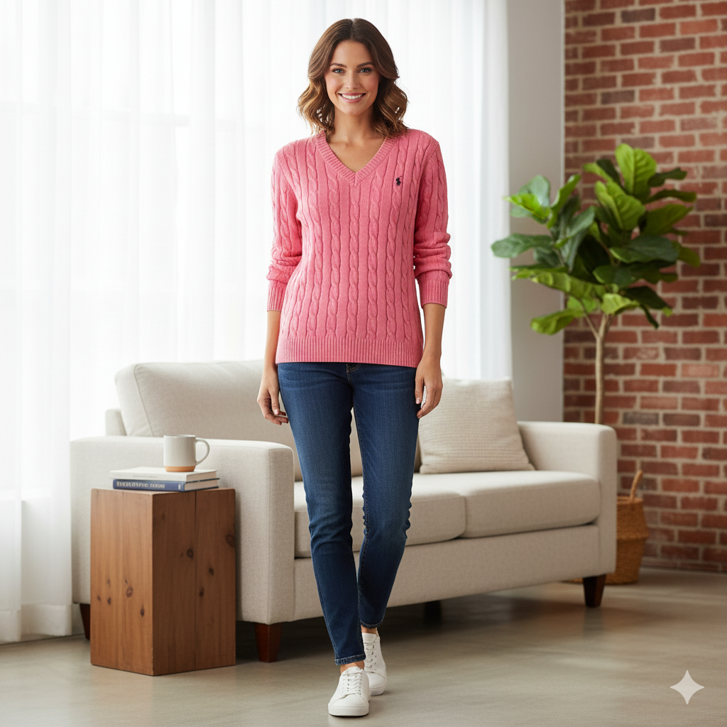 Valenzora | Damen-V-Pullover aus Kordstrick