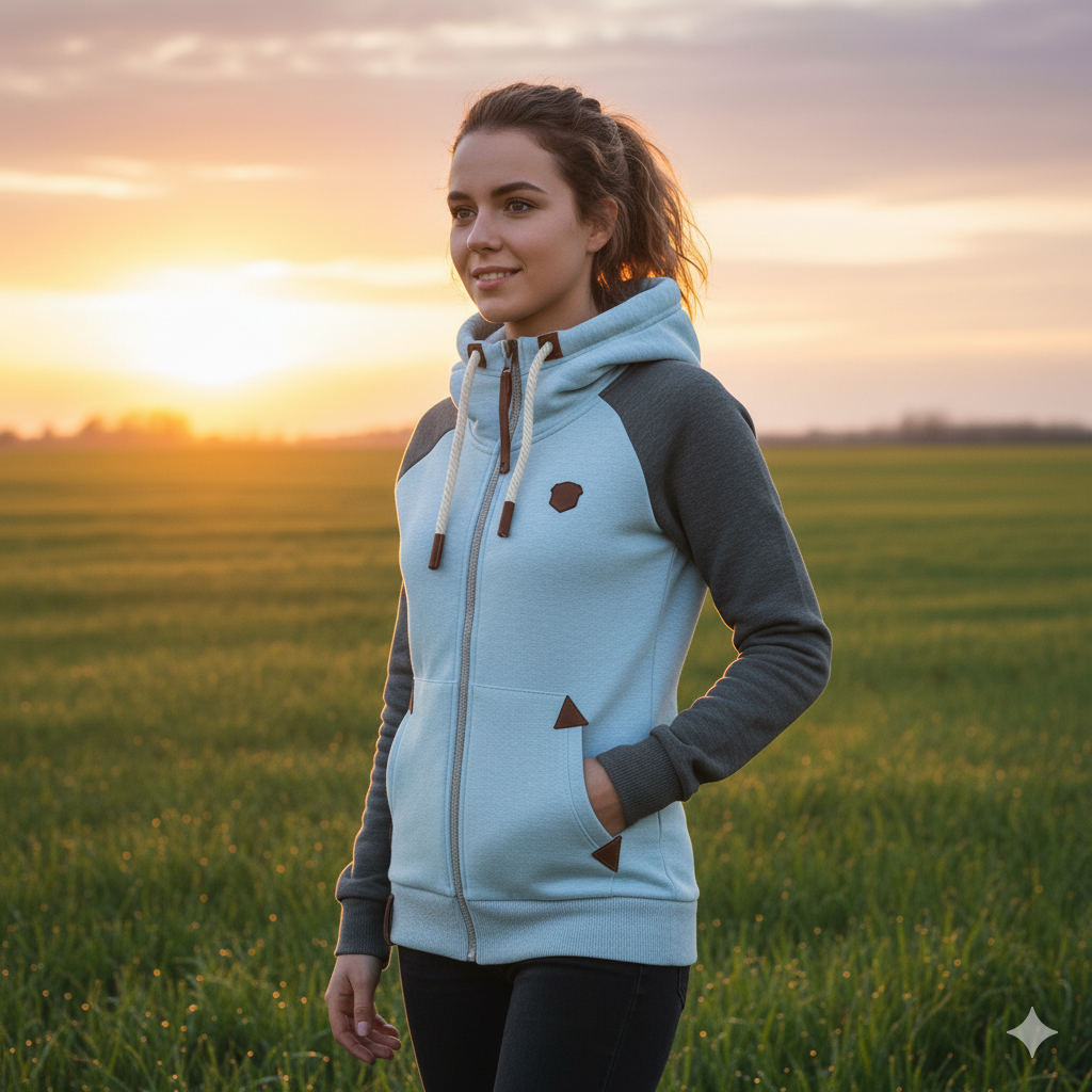 Valenzora | Lässiges Sweatshirt mit halbem Reißverschluss