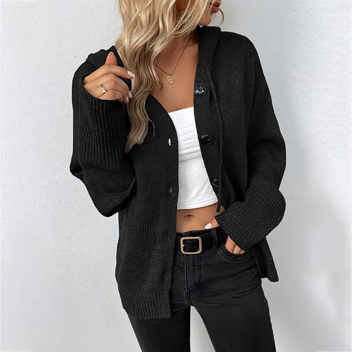 Valenzora | Warmer Kapuzen-Cardigan mit Knöpfen für Damen
