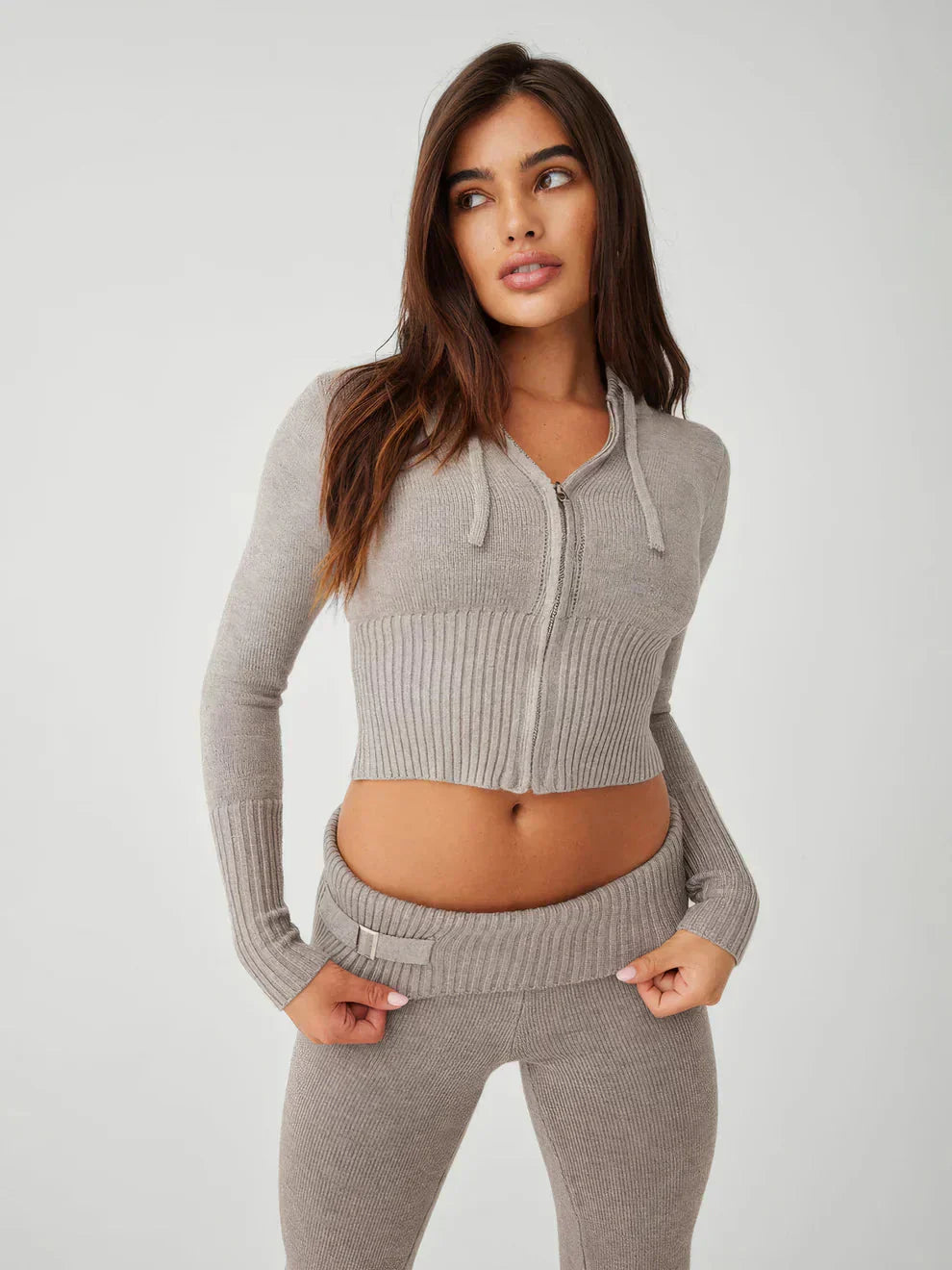 Valenzora | Women's Loungewear Set Zip Two-Piece Set consisting of cardigan and knit trousers