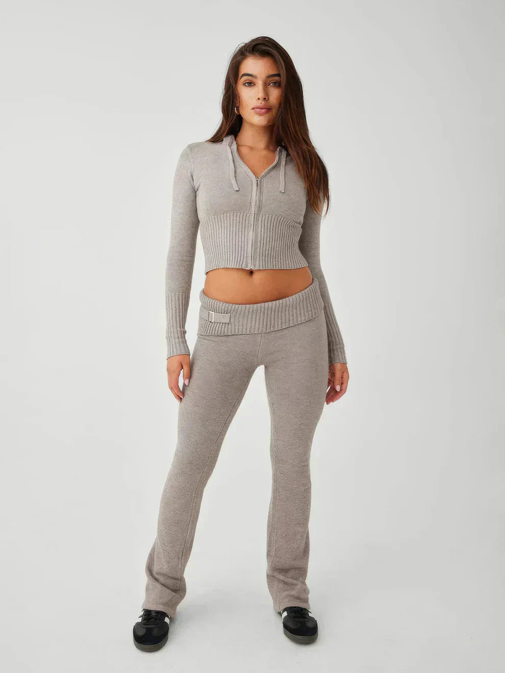 Valenzora | Women's Loungewear Set Zip Two-Piece Set consisting of cardigan and knit trousers