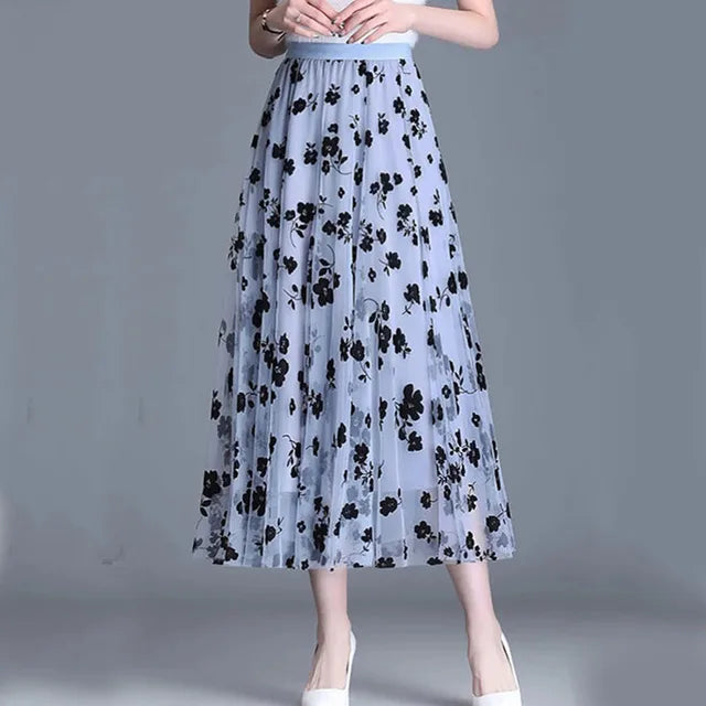 Stylish mesh midi skirt