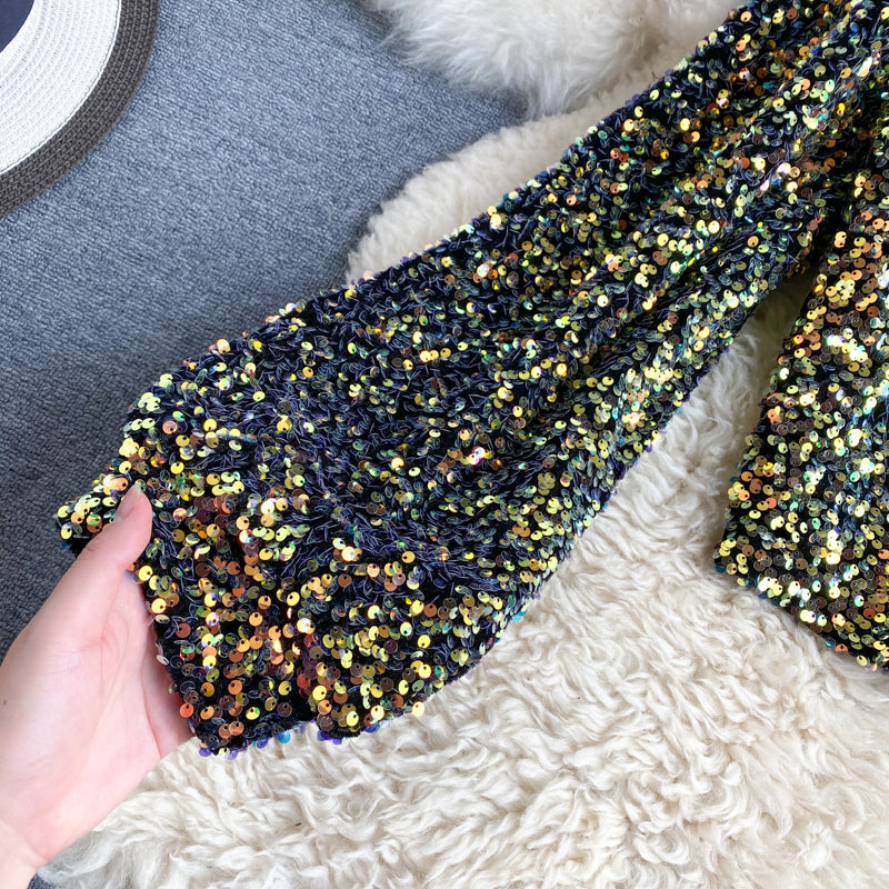 Valenzora | Glittering top with one shoulder strap